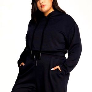 Good American Cropped Black Hoodie